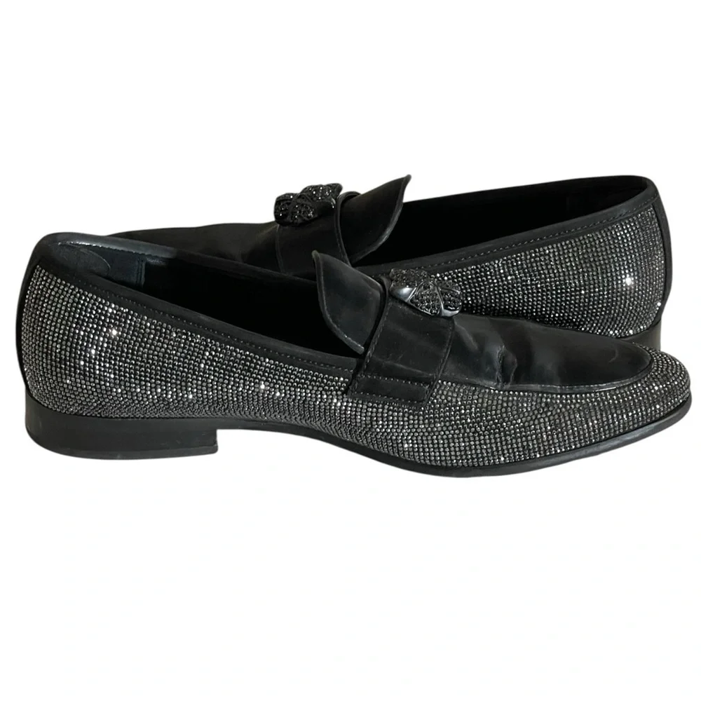 ALDO REGALO GUNMETAL RHINESTONE FESTIVE DRESS LOAFERS SZ 11 MED